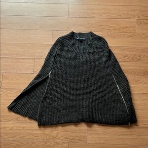 French Connection Charcoal Knit Poncho